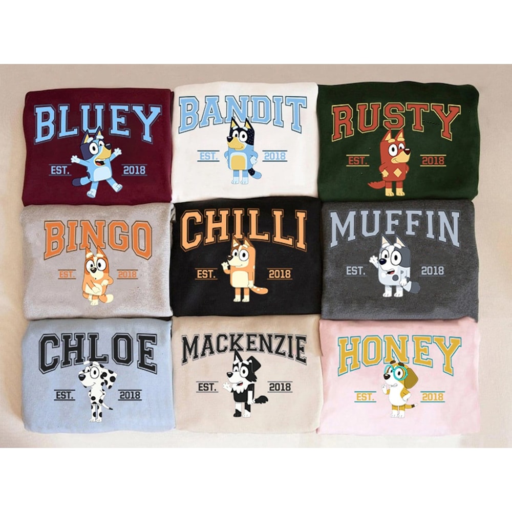 Bluey Character Shirt, Muffin Cupcake Heeler Shirt, Bluey Shirt, Bluey And Bingo Shirt, Personalized Bluey Family Shirt, Heeler Family Shirt.jpg