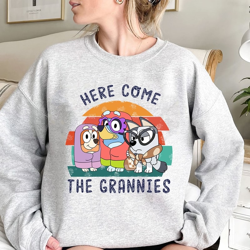 Bluey Here Come The Grannies Shirt Bluey Christmas Shirt Bluey Family Shirt Bluey Friends Shirt Retro Bluey Shirt Bluey Kids Shirt.jpg