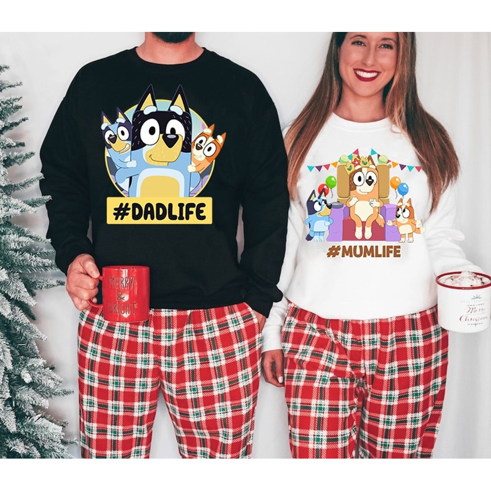 Bluey Mum Life and Dad Life Shirt, Bluey Matching shirt, Family Bluey Shirt, Bluey Couple Tshirt, Gift For Mum, Gift For Dad, Dad and Mum.jpg