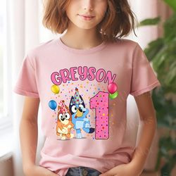 bluey bingo birthday shirt, custom bluey shirt, bluey family birthday, bluey birthday party shirt, b