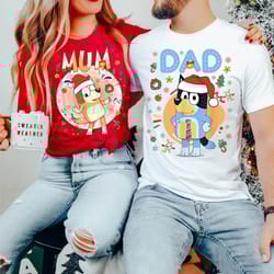 bluey family merry christmas 2023 tee bluey mum dad couple christmas t-shirt merry christmas chri