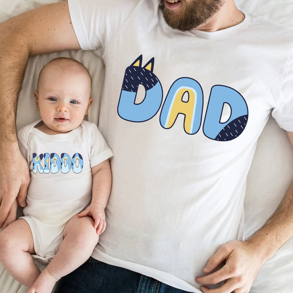 Blue Dad Baby Kids T-Shirt  Gifts For Dad  Father's Day  Retro Dad Bluey Shirt  Bandit Heeler Shirt  Dad Bluey Shirt  Bluey Kids Tee.jpg