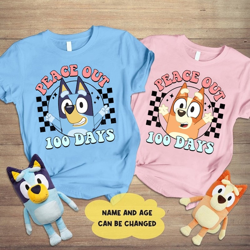 Bluey Happy 100 Days of School Shirt Bluey Teacher Shirt Bluey Toddler Shirt Bluey Bingo Shirts Bluey Kids Shirts Blue Dog Shirt 5.jpg