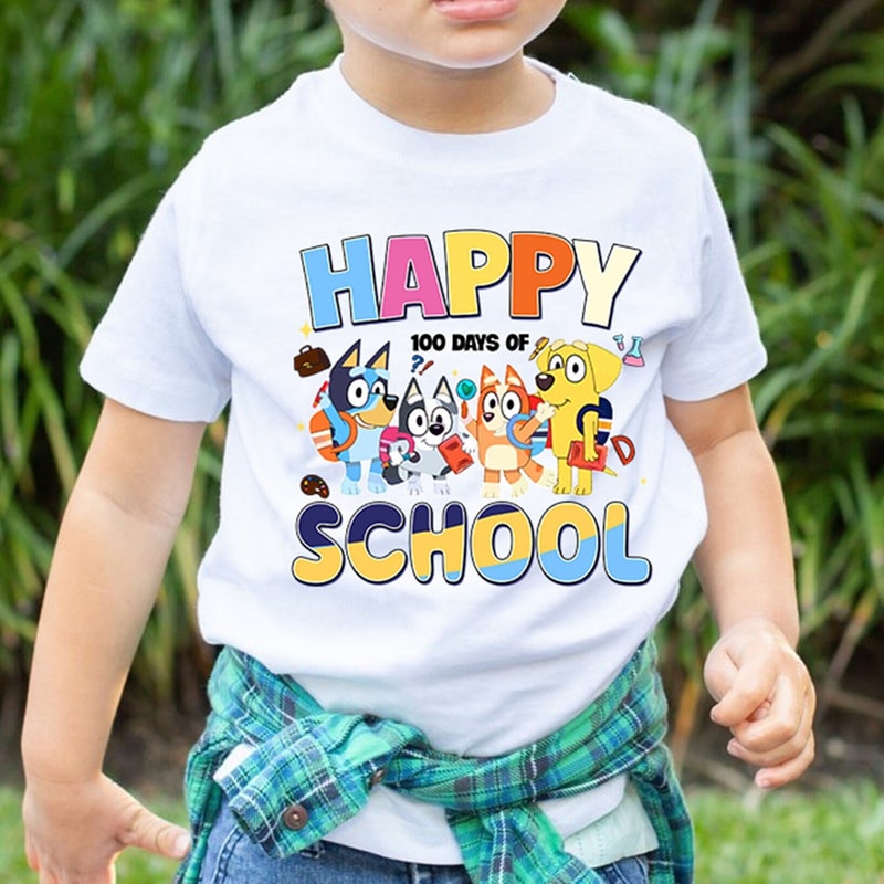 Bluey Happy 100 Days of School Shirt Bluey Teacher Shirt Bluey Toddler Shirt Bluey Bingo Shirts Bluey Kids Shirts Blue Dog Shirt 7.jpg