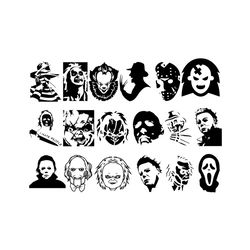 halloween villain bundle svg, halloween svg, horror character svg, jigsaw svg, chucky svg, freddy svg, horror movie kill