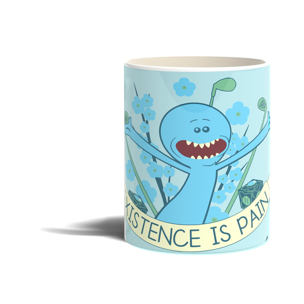 Existence Is Pain Rick Morty Pickle Sanchez Meme - Novelty Cute Funny Anniversary Birthday Present, 11 - 15 Oz White Coffee Tea Mug Cup.jpg