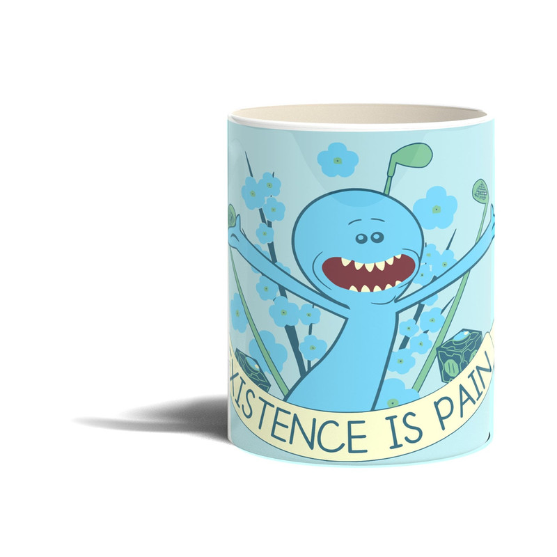 Existence Is Pain Rick Morty Pickle Sanchez Meme - Novelty Cute Funny Anniversary Birthday Present, 11 - 15 Oz White Coffee Tea Mug Cup.jpg