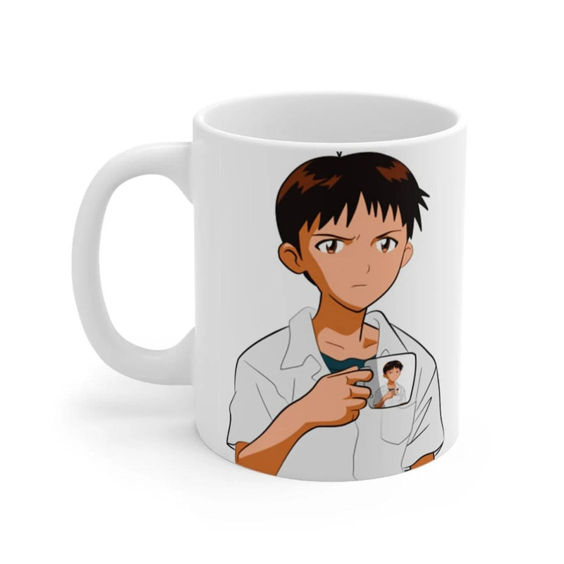 Shinji Holding Mug Text Anime - Funny Anniversary Birthday Present - 11 - 15 Oz White Coffee Tea Mug Cup - Anime.jpg
