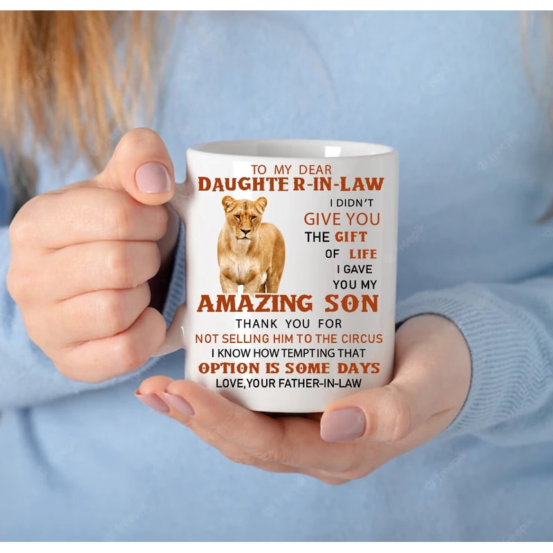 To My Dear Daughter-In-Law Thank You - Novelty Funny Anniversary Birthday Present, 11 Oz White Coffee Tea Mug Cup.jpg