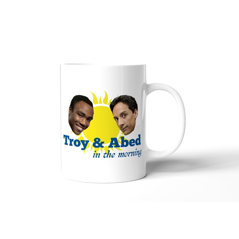 Troy and Abed In the Morning - Community TV Darkest Timeline Greendale Nadir - 11 - 15 Oz White Coffee Tea Mug Cup.jpg