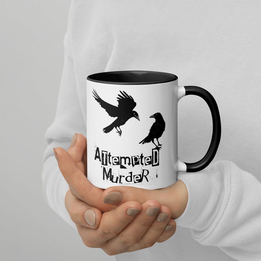 Attempted Murder Mug Custom Mug Crows Mug Crow Murder Mug Halloween Gift Gothic Cup Gift for Bird Lovers.jpg