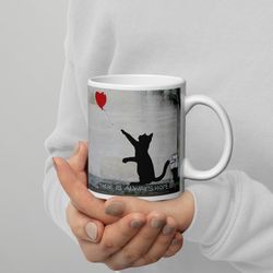 banksy mug banksy graffiti mug girl with red balloon black cat mug black cat with balloon mug fine art print art street