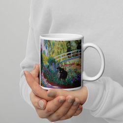 claude monet mug water - lily pond water irises mug monet print art fine art black cat art funny cat mug monet poster