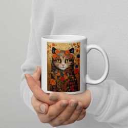 gustav klimt mug gustav klimt inspired cat mug blac cat mug funny cat mug famous painting fine art mug poster art