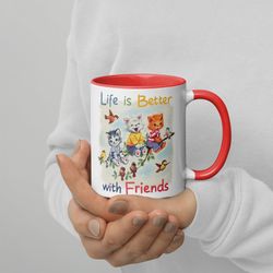 life is better with friends mug vintage storybook kittens funny kittens mug vintage kitty mug cat mug cats gift kawaii c