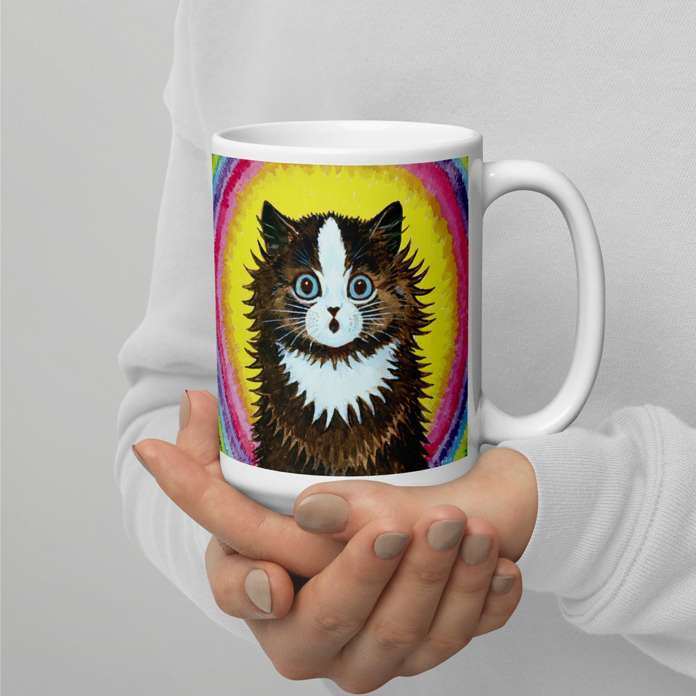 Louis Wain Mug Cat Mug Cat in Rainbow Vintage Cat Psychedelic Cat Eccentric Artist Cat Lover Funny Cup CoffeeTea Quality Print Animal Art.jpg