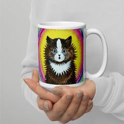 louis wain mug cat mug cat in rainbow vintage cat psychedelic cat eccentric artist cat lover funny cup coffeetea quality