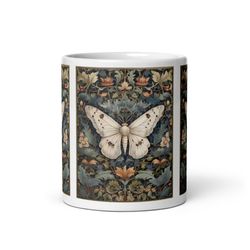 william morris butterfly mug vintage butterfly cottagecoregoblincore mug william morris inspired gift william morris art