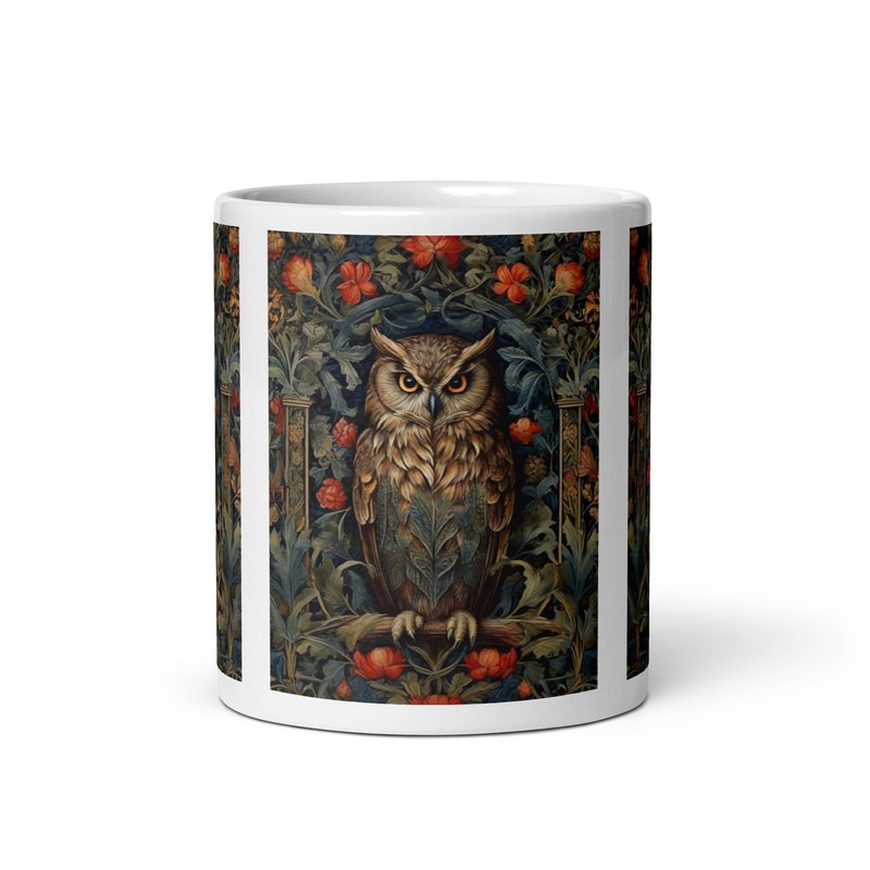 William Morris Owl Mug Vintage Owl Cottagecore Goblincore Mug William Morris Inspired Gift William Morris Art Print Vintage Art.jpg