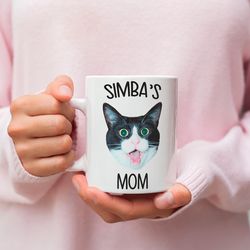 Custom Cat Photo Mug, Cat Face Mug, Custom Cat Mug, Pet Portrait Mug, Personalized Cat Mug, Custom Cat Mom Mug, Cat Moth