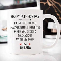 adam store personalized father day mug, happy father s from the kid you inadvertently inherited gifts for dad daughter s