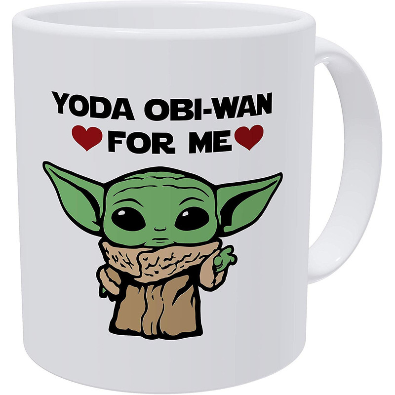 Baby Yoda Obi Wan For Me Heart, Valentines Day For Husband, Boyfriend, Wife, Girlfriend Funny 11 Ounces White Coffee Mug To My Valentine - Bluefink.jpg