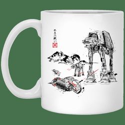battle in the snow sumi e mug gifts for friends, gifts for valentine day, coulpe gifts