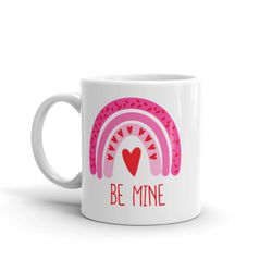 be mine boho rainbow heart mug, boho rainbow mug, be mine mug, gift for valentine, be mine valentine mug