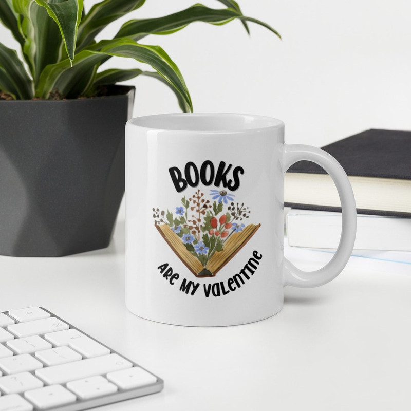 Books Are My Valentine Mug, Funny Valentines Day Mug, Valentines Mug For Book Lover, Bookworm Gift - Bluefink.jpg