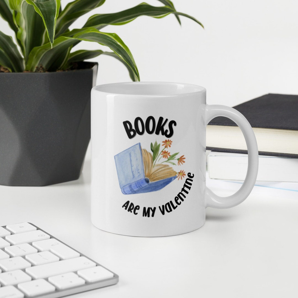 Books Are My Valentine Mug, Valentines Mug For Book Lover, Bookworm Gift - Bluefink.jpg