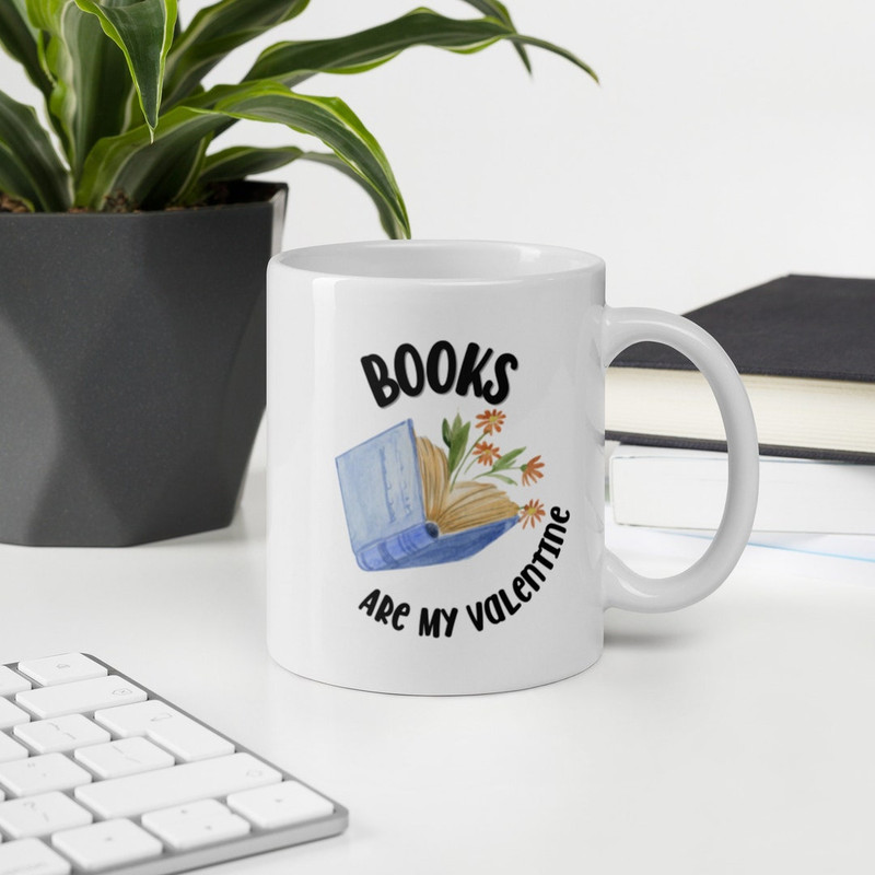 Books Are My Valentine Mug, Valentines Mug For Book Lover, Bookworm Gift - Bluefink.jpg