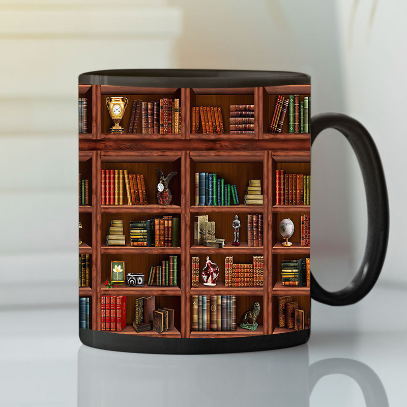 Bookshelf Library Mug Library Coffee Mug - Bluefink.jpg