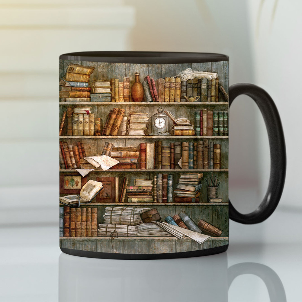 Bookshelf Mug Book Lovers Librarian Coffee Mug - Bluefink.jpg