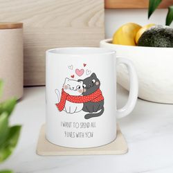 cat valentine mug, cute valentines day gift, funny valentines day gift, cute cat mug, cat lovers gift, gift for cat love