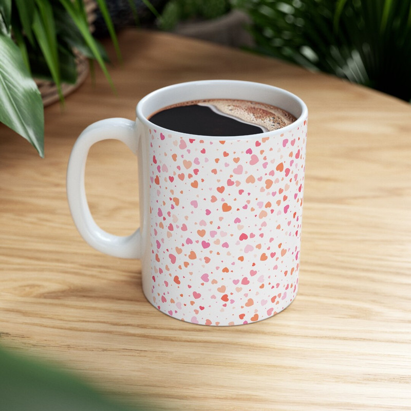 Ceramic Valentines Mug With Full Cover Hearts Design, Simple, Elegant Pink Design - Bluefink.jpg