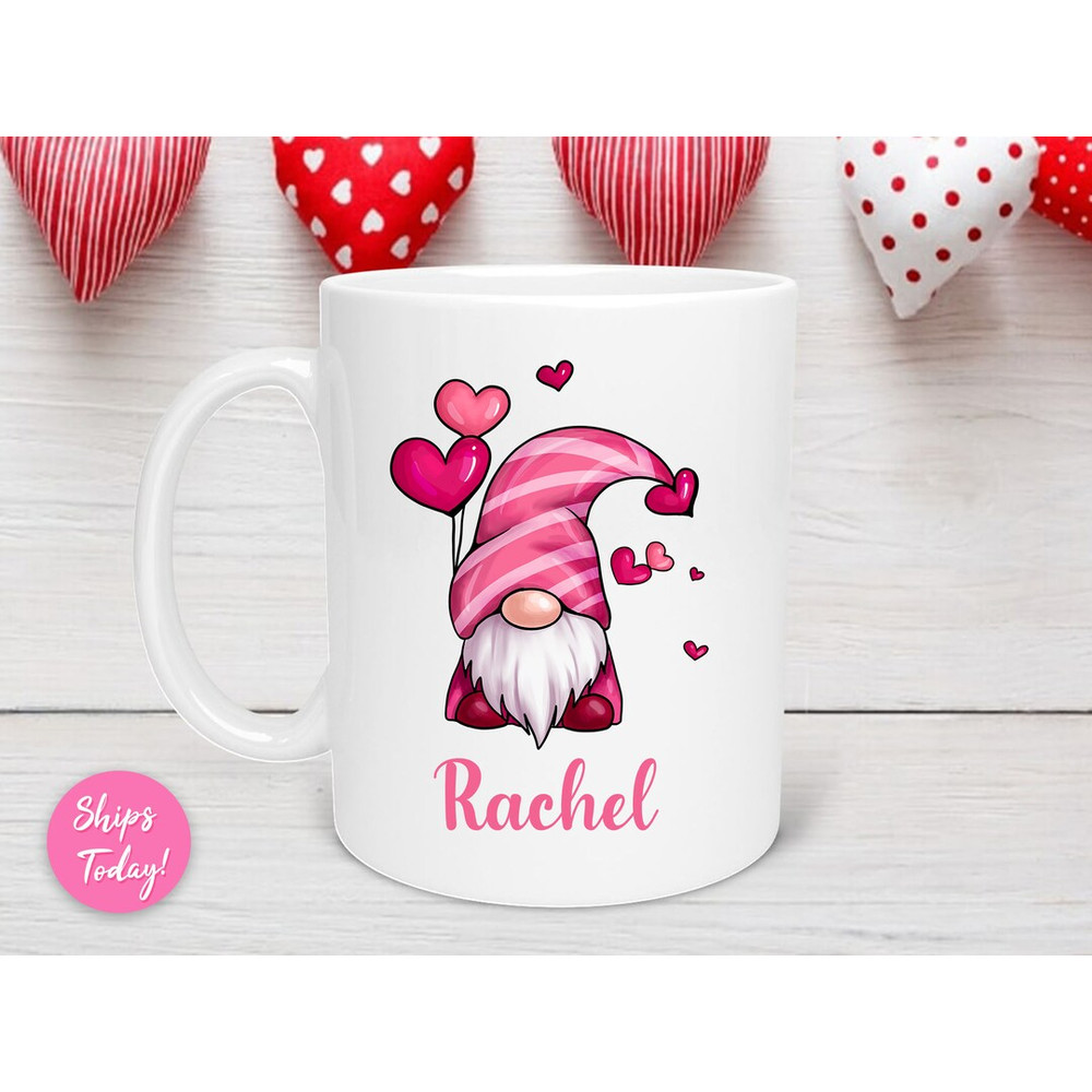 Custom Gnomes Valentine's Day Mug, Gnomes Valentines Day Mug, Personalized Mug, Custom Name Mug, Valentines Day Gift - Bluefink.jpg