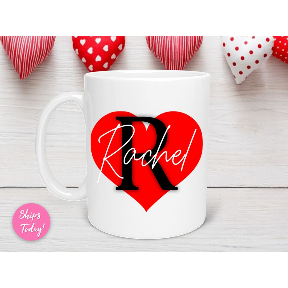 Custom Heart Name Valentines Day Mug, Gift For Boyfriend, Personalized Name Mug, 1st Anniversary Gift, Custom Couple Mug - Bluefink.jpg