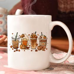 fall spooky season drinks mug, halloween pumpkin latte drink cup, pumpkin spice coffee ceramic mug, gifts for him for he