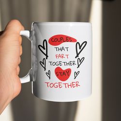 farting couple mug - valentine gifts for him or her - gift for boyfriend or girlfriend