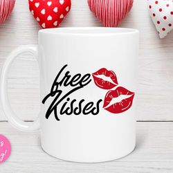 free kisses valentine mug, valentine heart mug, love mug, valentines for her, valentine gift, i m yours valentines day m