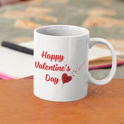 happy valentine s day coffee mug, pretty heart pedals valentine s day mug, gift for wife, girlfriend