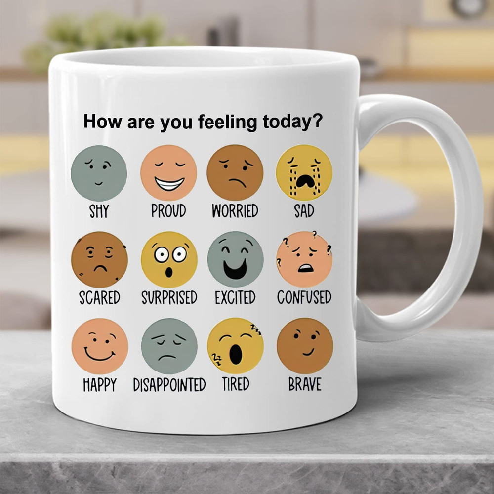 How Are You Feeling To Day Ceramic Coffee Mug, Funny Mental Health Mug, Feeling Mug, Feeling Gifts For Family Friends 11Oz 15Oz Ceramic Coffee Mug - Bluefink.jp