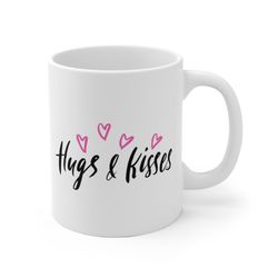 hugs kisses hearts mug, valentines day coffee mug, valentines day mug, valentines gift