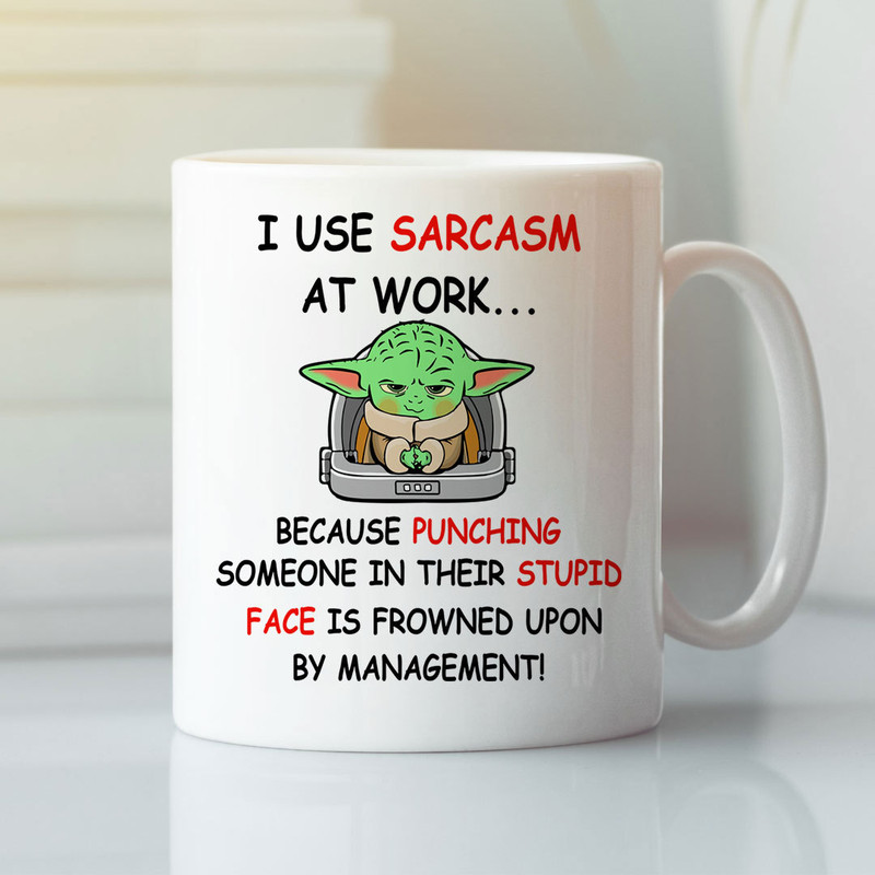 I Use Sarcasm At Work Baby Yoda Mug - Bluefink.jpg