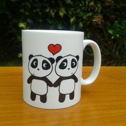 panda love mug, panda anniversary, panda gift, engagement, birthday, pandas in love, girlfriend, wife, partner