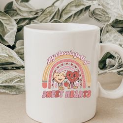 my class is full of sweet hearts coffee mug, personalized gift for teachers, retro valentines mug, teacher valentine mug