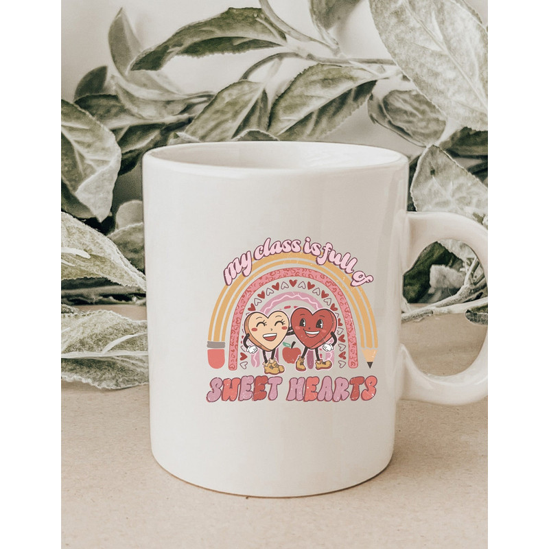 My Class Is Full Of Sweet Hearts Coffee Mug, Personalized Gift For Teachers, Retro Valentines Mug, Teacher Valentine Mug - Bluefink.jpg