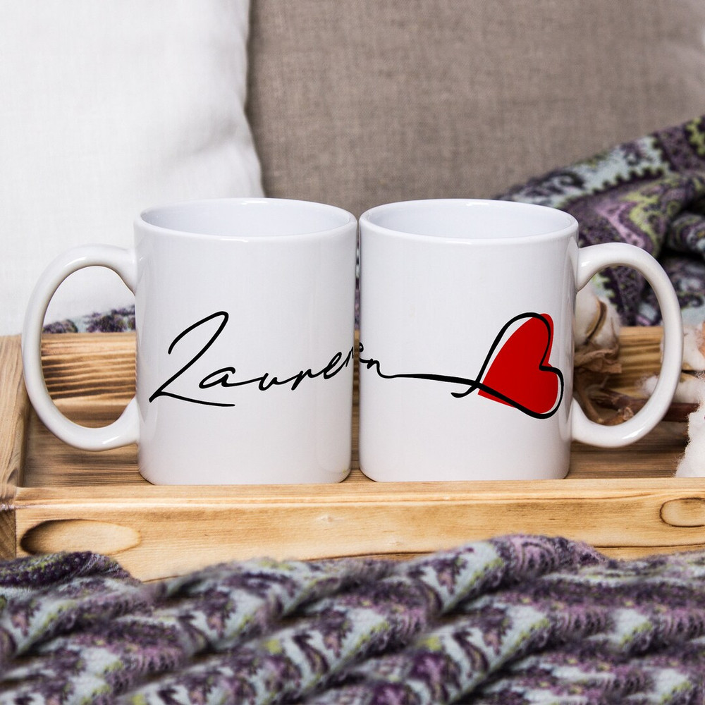 Personalised Valentine's Day Name And Heart Ceramic Mug - Any Name, Cute Hand-Drawn Love Heart Design - Bluefink.jpg