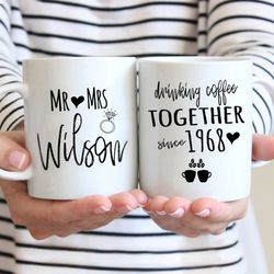 personalized 54th anniversary wedding mug, custom name wedding mug, parent s anniversary mug, gifts for couple husband a