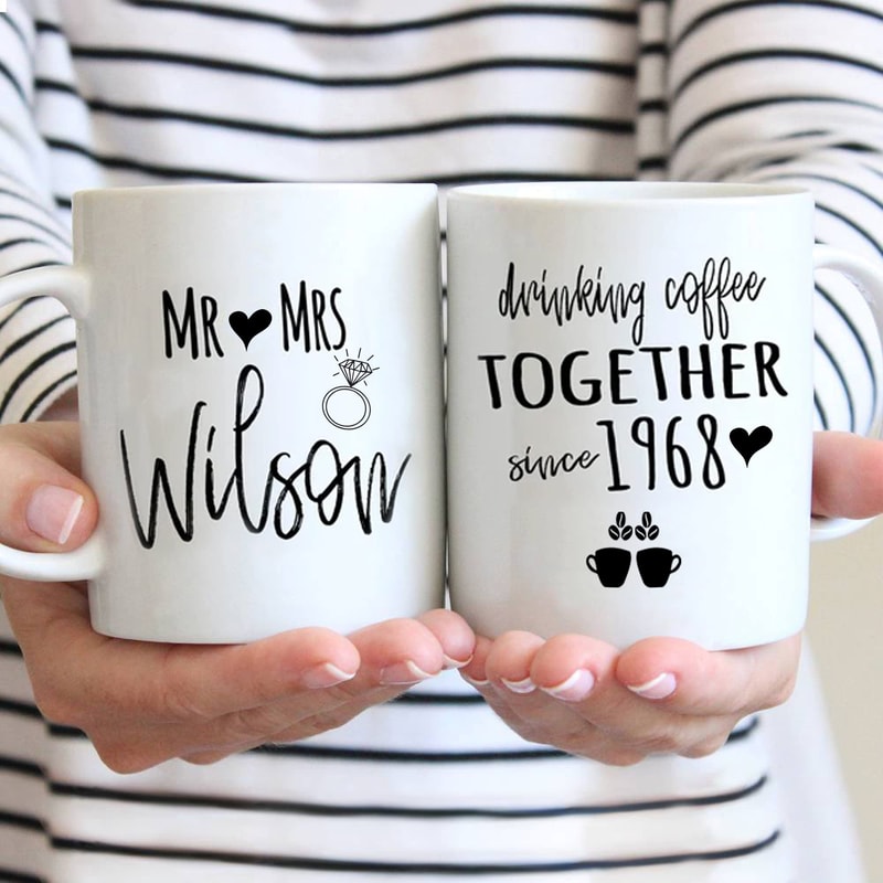 Personalized 54Th Anniversary Wedding Mug, Custom Name Wedding Mug, Parent's Anniversary Mug, Gifts For Couple Husband And Wife, Valentine Gifts - Bluefink.jpg